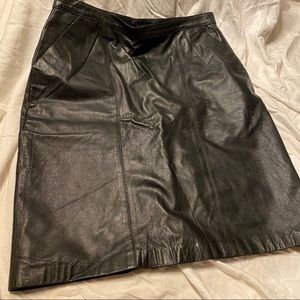 Authentic Vintage Black Leather High Waisted Skirt